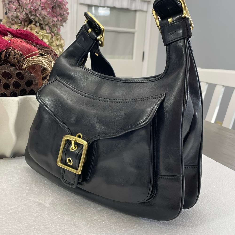 Vintage Y2K Black Leather Coach Legacy Saddle Bag,style